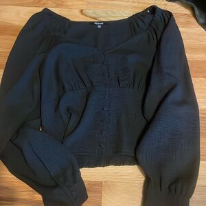 Madewell black top with buttons
